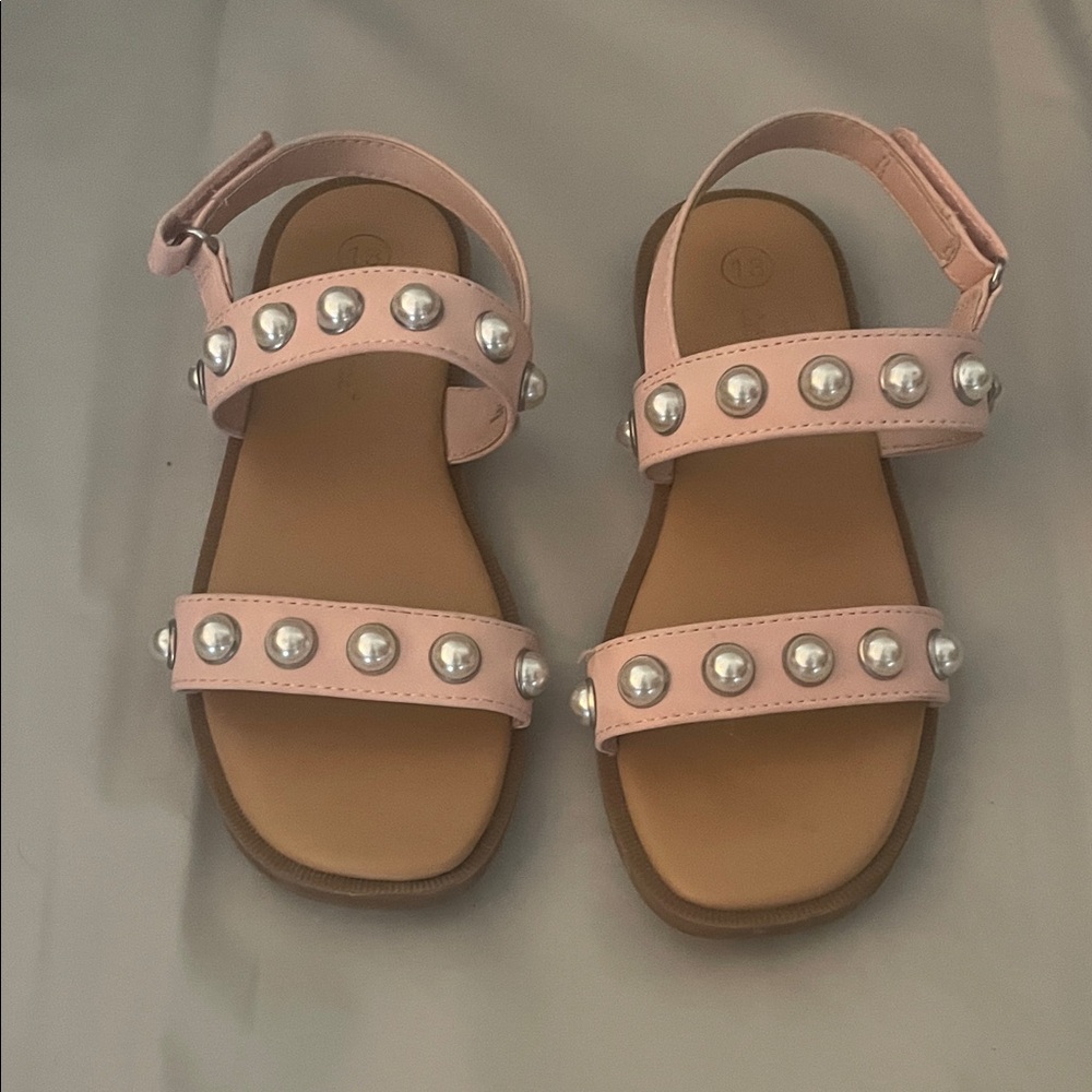Pink Pearl-Studded Kids Sandals